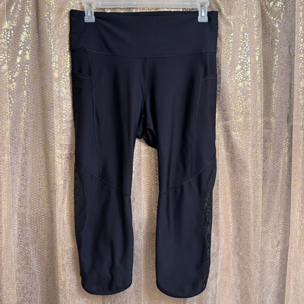 Old Navy Black Mesh Panel Powersoft Cropped Athletic Leggings XL